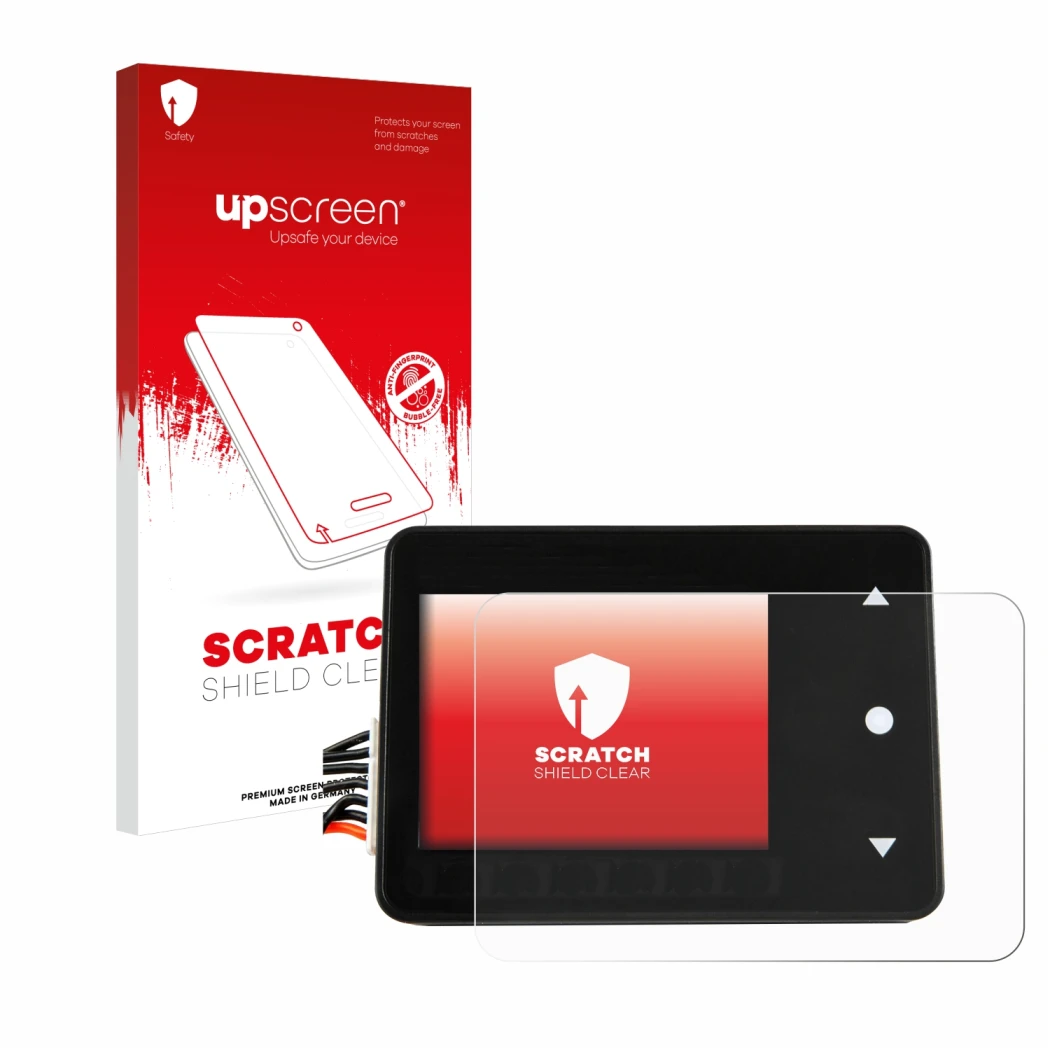 Parte frontale di una confezione del prodotto con il logo del marchio upscreen. Accanto è raffigurato il dispositivo Spektrum