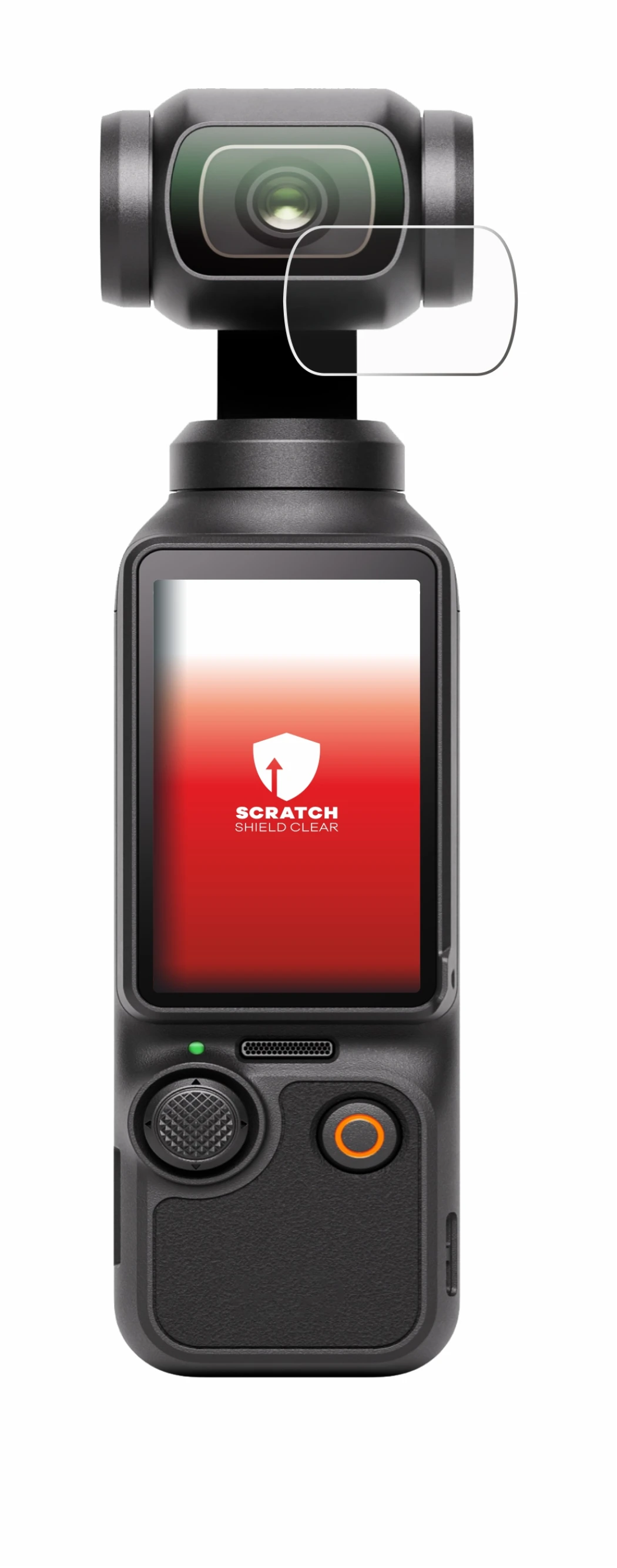 Immagine del dispositivo DJI Osmo Pocket 3 (Lente) con un'ampia varietà di protezioni per lo schermo.