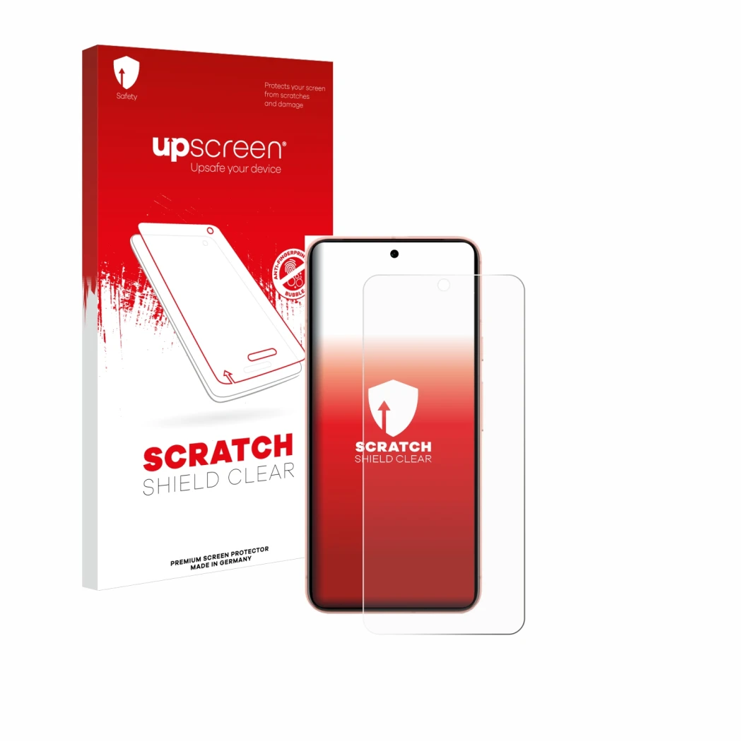 Parte frontale di una confezione del prodotto con il logo del marchio upscreen. Accanto è raffigurato il dispositivo Google Pi