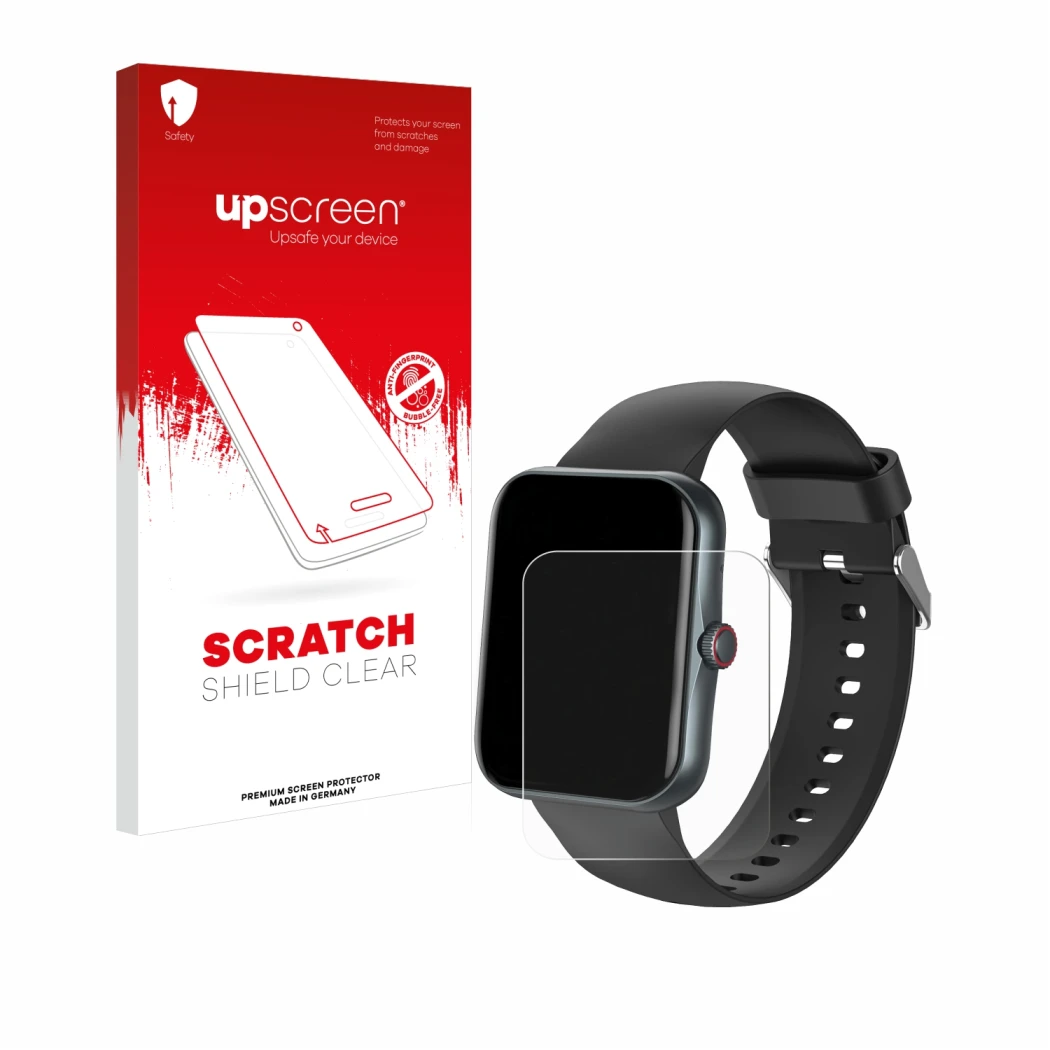 Parte frontale di una confezione del prodotto con il logo del marchio upscreen. Accanto è raffigurato il dispositivo Pthtechus