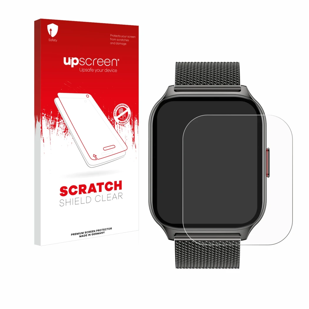 Parte frontale di una confezione del prodotto con il logo del marchio upscreen. Accanto è raffigurato il dispositivo Popglory