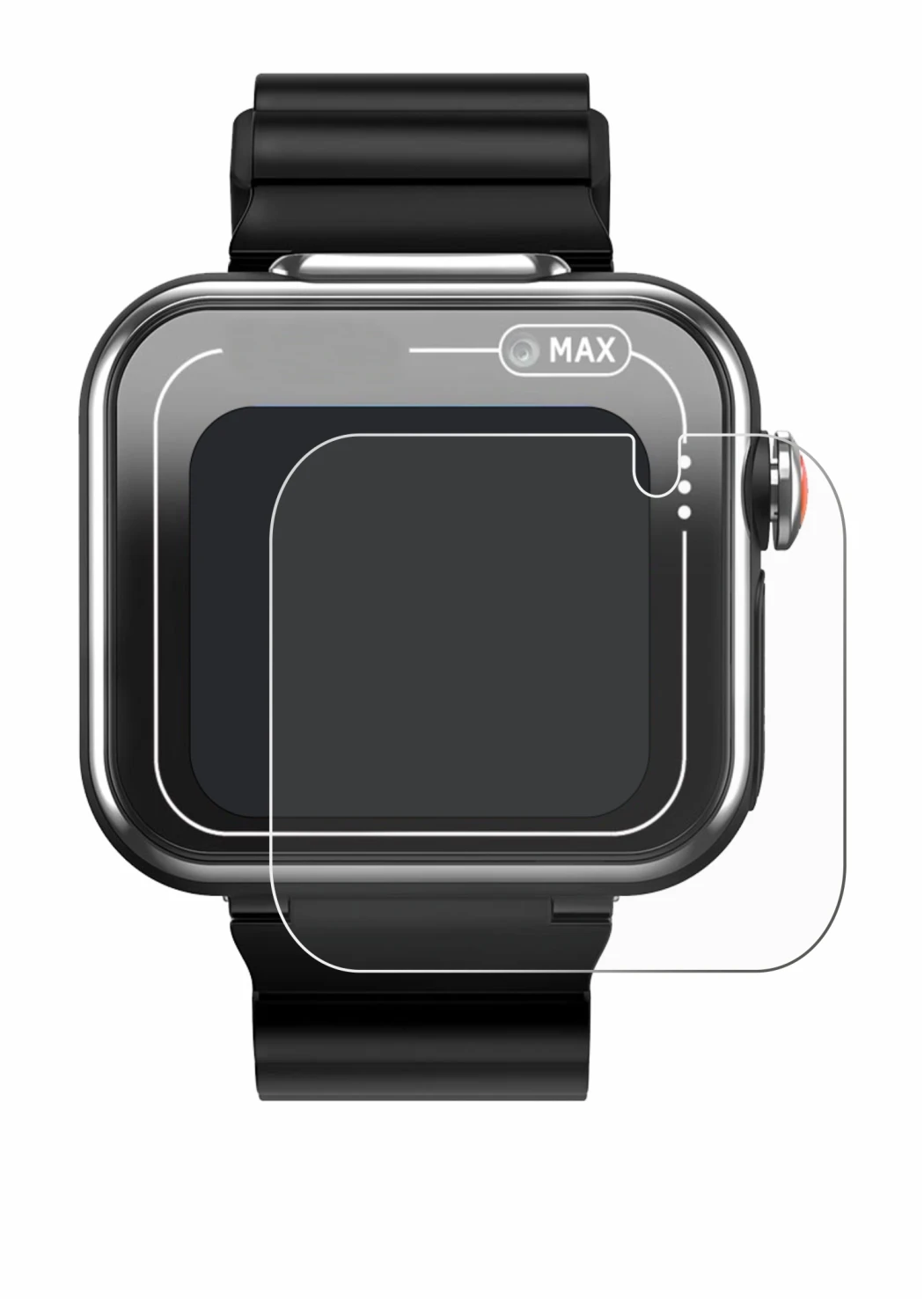 Immagine del dispositivo Vtech Kidizoom Smartwatch MAX con un'ampia varietà di protezioni per lo schermo.