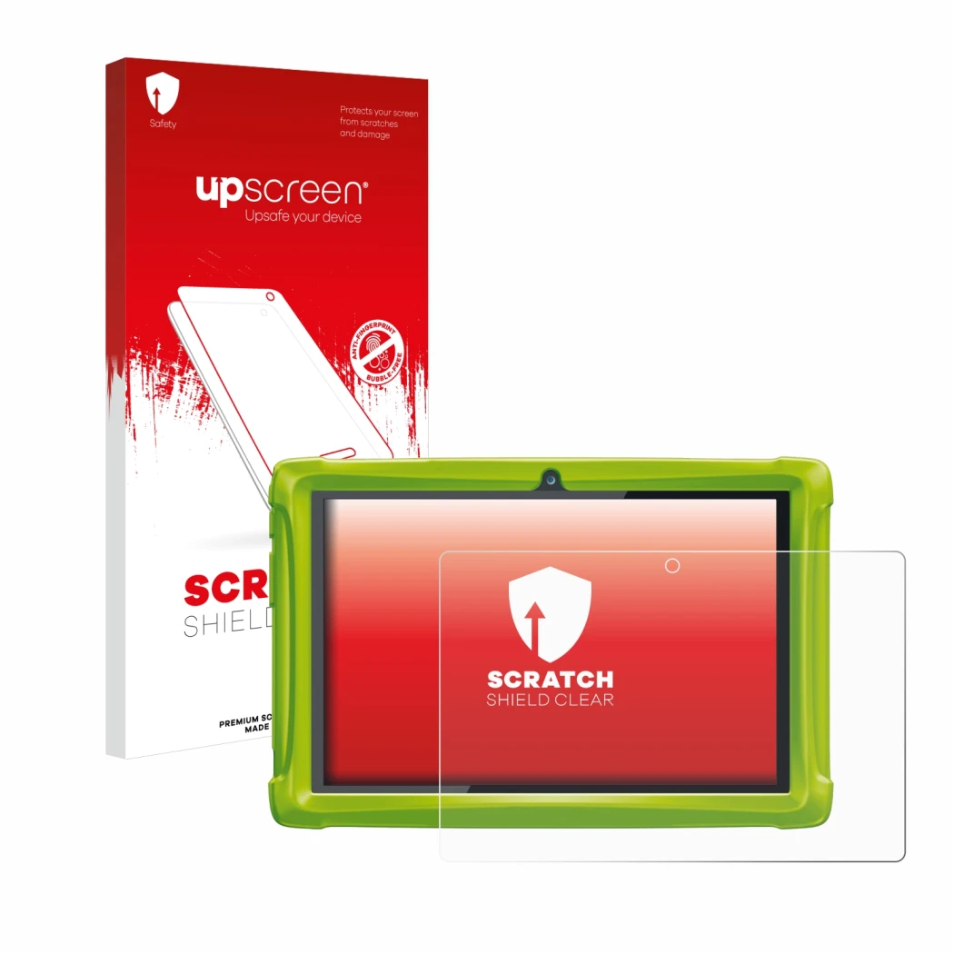Parte frontale di una confezione del prodotto con il logo del marchio upscreen. Accanto è raffigurato il dispositivo Clementon