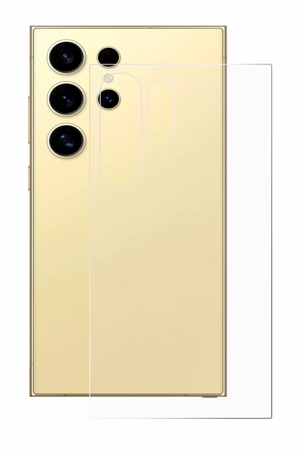 Immagine del dispositivo Samsung Galaxy S24 Ultra (Posteriore) con un'ampia varietà di protezioni per lo schermo.