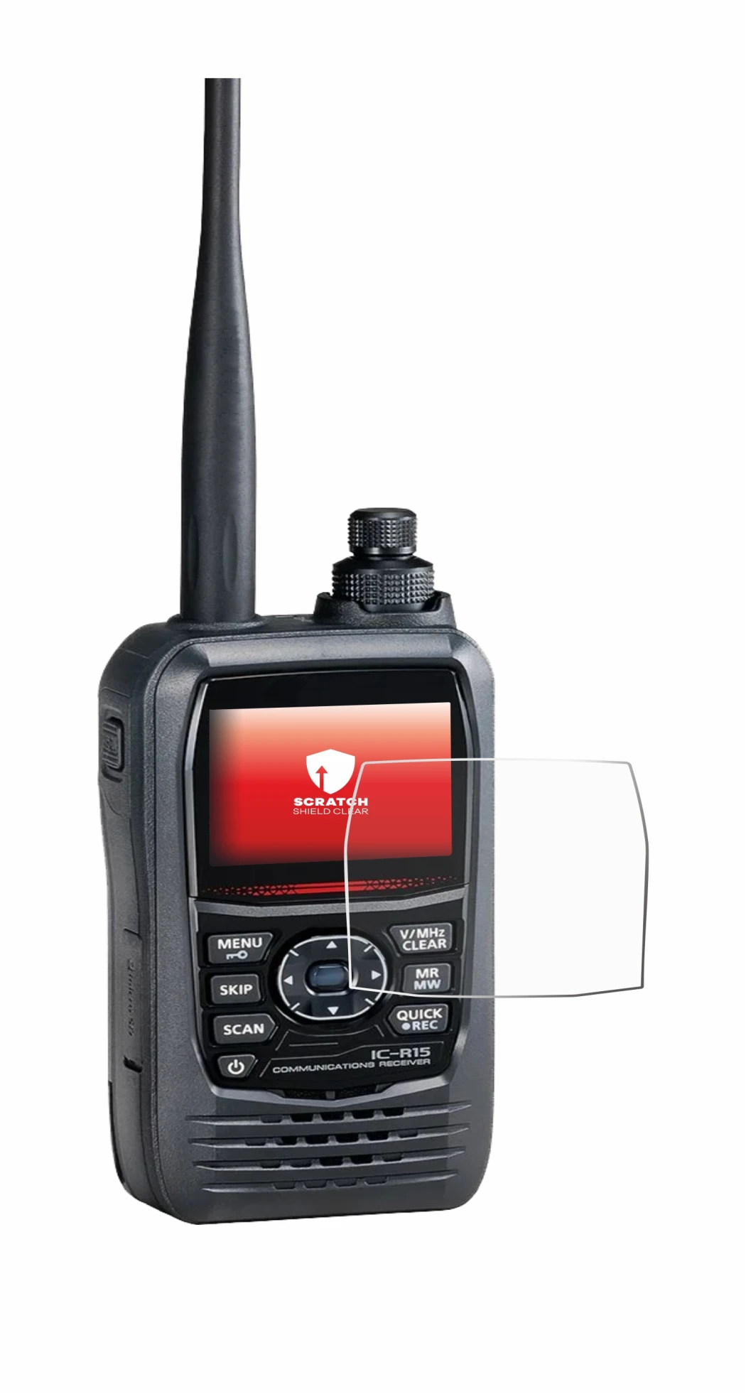Immagine del dispositivo Icom IC-R15 con un'ampia varietà di protezioni per lo schermo.