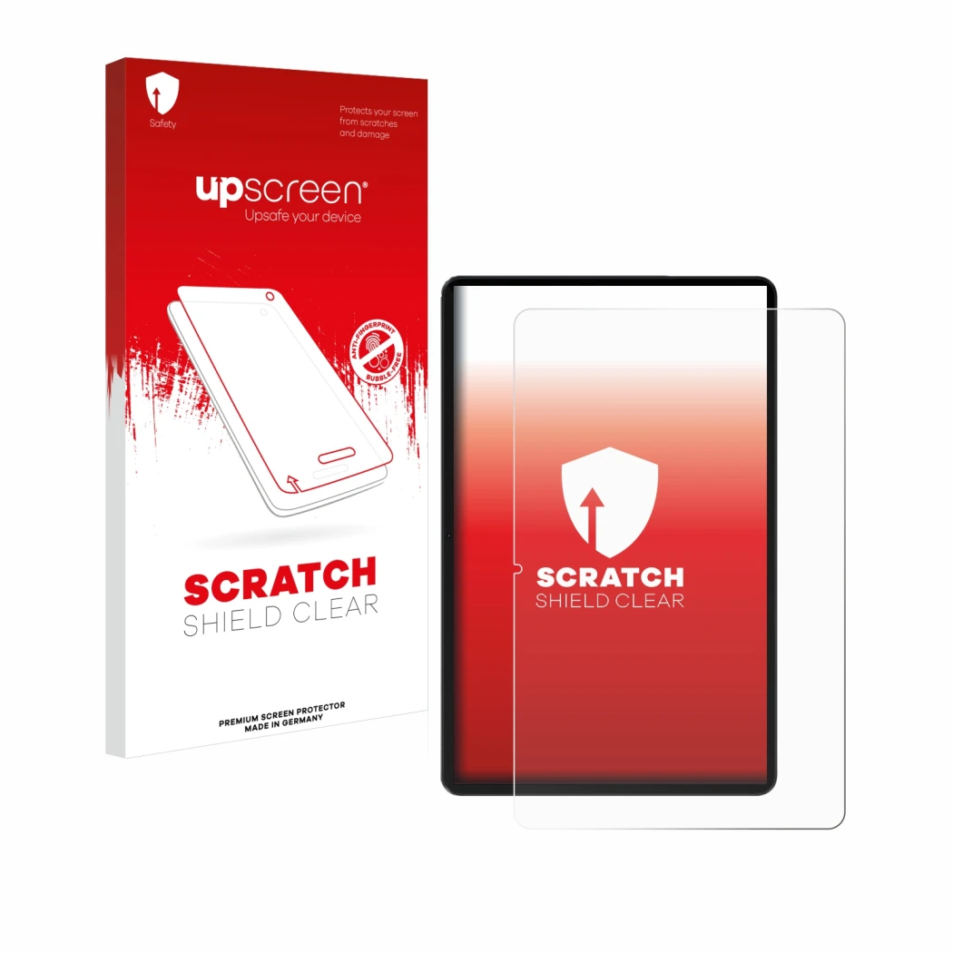 Parte frontale di una confezione del prodotto con il logo del marchio upscreen. Accanto è raffigurato il dispositivo Honor Pad