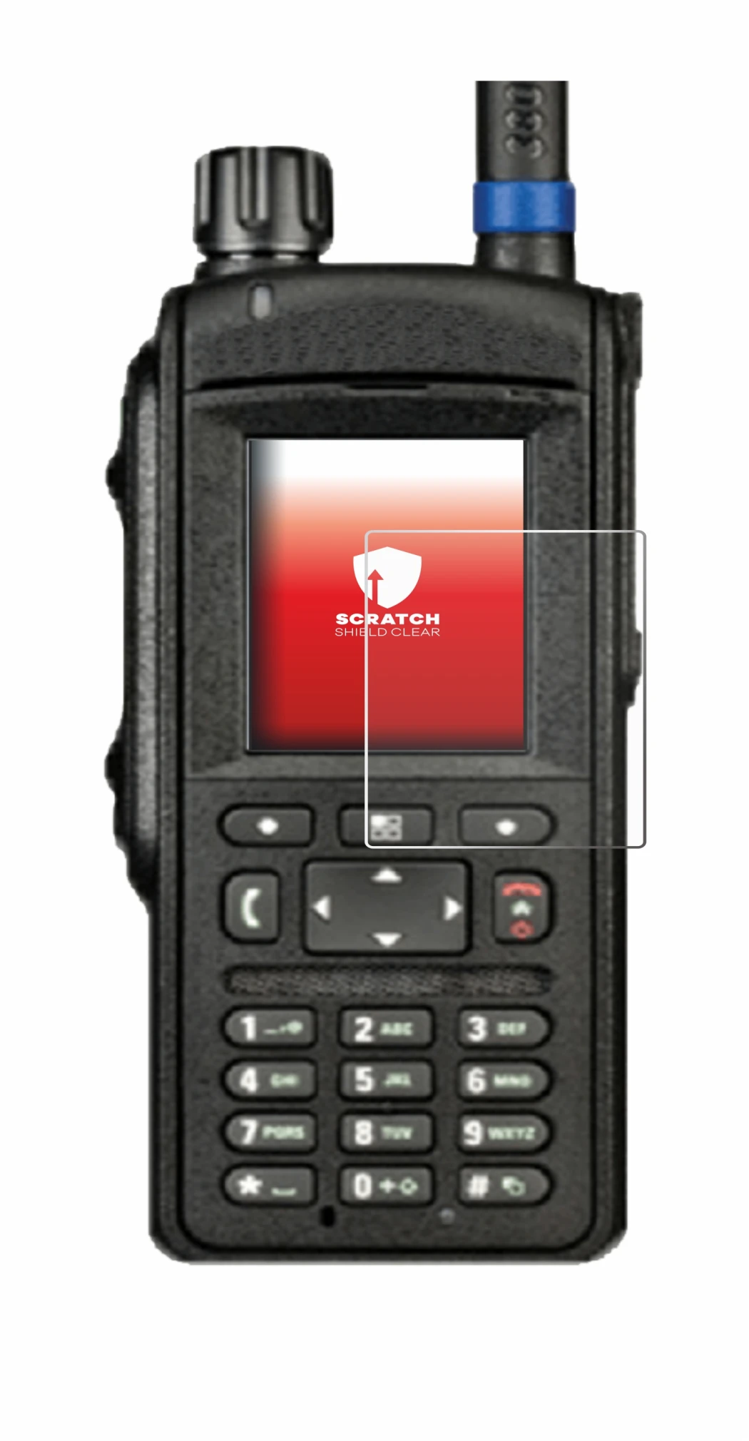 Immagine del dispositivo Motorola MTP6650 con un'ampia varietà di protezioni per lo schermo.