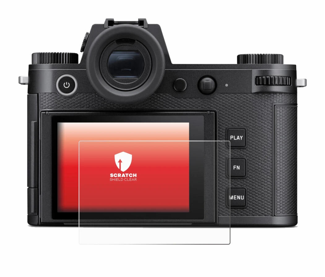 Immagine del dispositivo Leica SL3 con un'ampia varietà di protezioni per lo schermo.