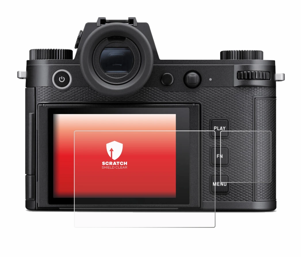 Immagine del dispositivo Leica SL3 (Display + display a spalla) con un'ampia varietà di protezioni per lo schermo.