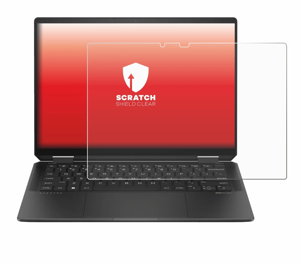 Immagine del dispositivo HP Spectre x360 (14-e) 2024 con un'ampia varietà di protezioni per lo schermo.