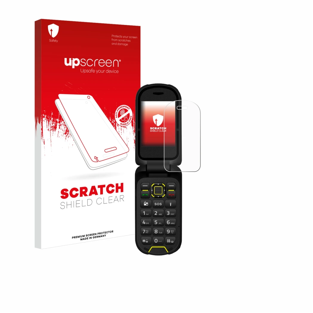 Parte frontale di una confezione del prodotto con il logo del marchio upscreen. Accanto è raffigurato il dispositivo Hammer Bo