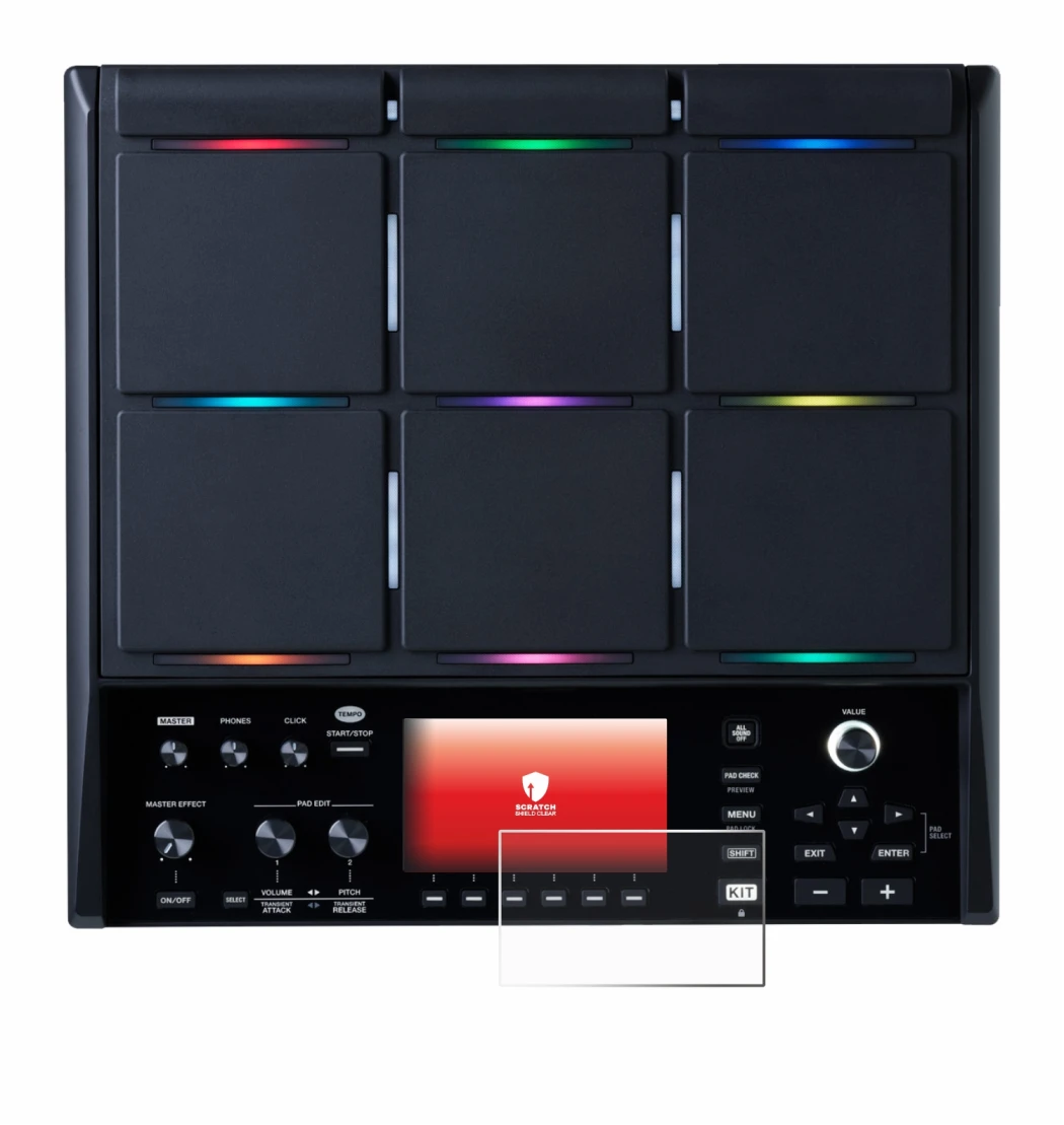 Immagine del dispositivo Roland SPD-SX PRO con un'ampia varietà di protezioni per lo schermo.