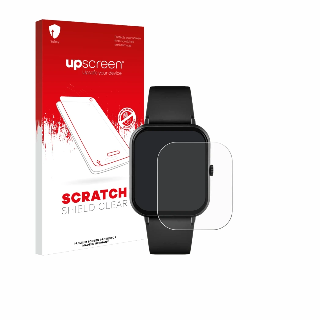 Parte frontale di una confezione del prodotto con il logo del marchio upscreen. Accanto è raffigurato il dispositivo Reflex Ac