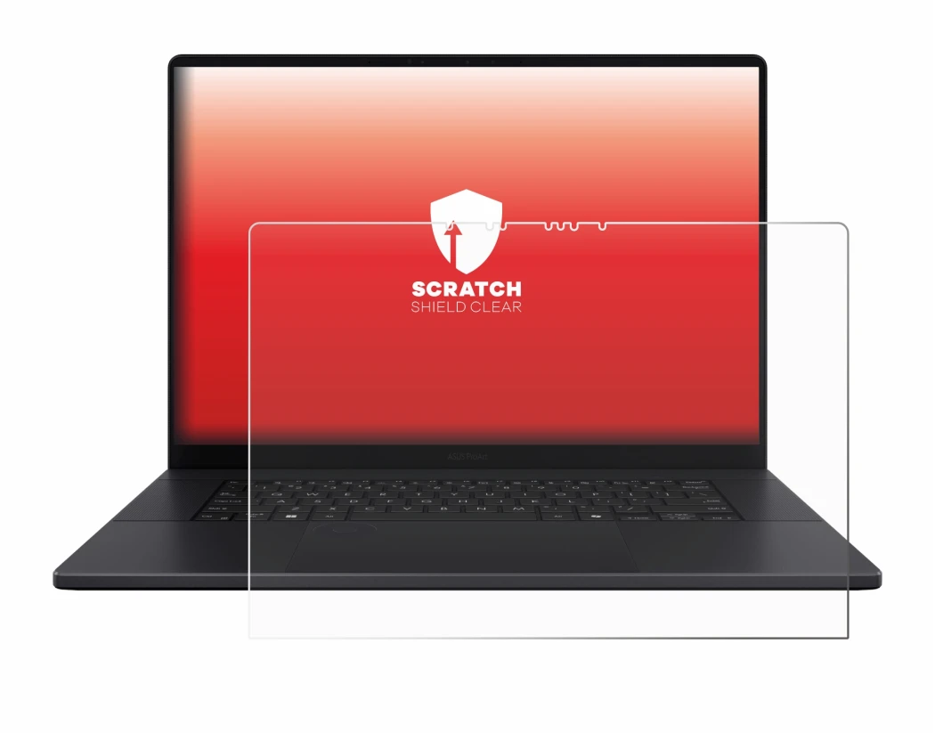 Immagine del dispositivo ASUS ProArt P16 con un'ampia varietà di protezioni per lo schermo.