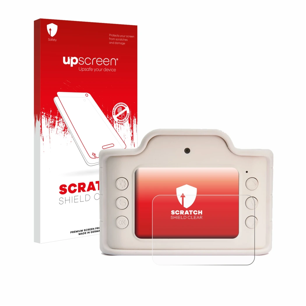 Parte frontale di una confezione del prodotto con il logo del marchio upscreen. Accanto è raffigurato il dispositivo Hoppstar