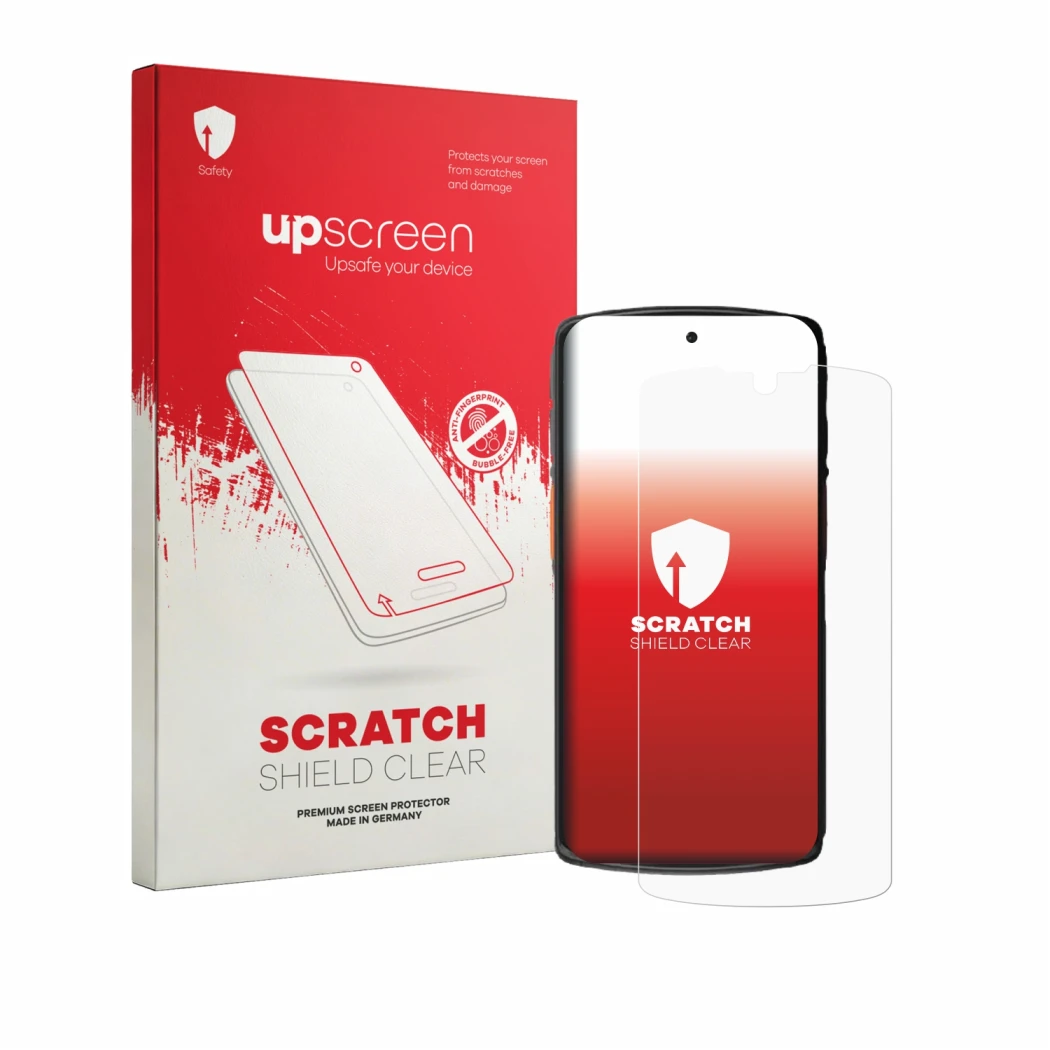 Parte frontale di una confezione del prodotto con il logo del marchio upscreen. Accanto è raffigurato il dispositivo Urovo DT6
