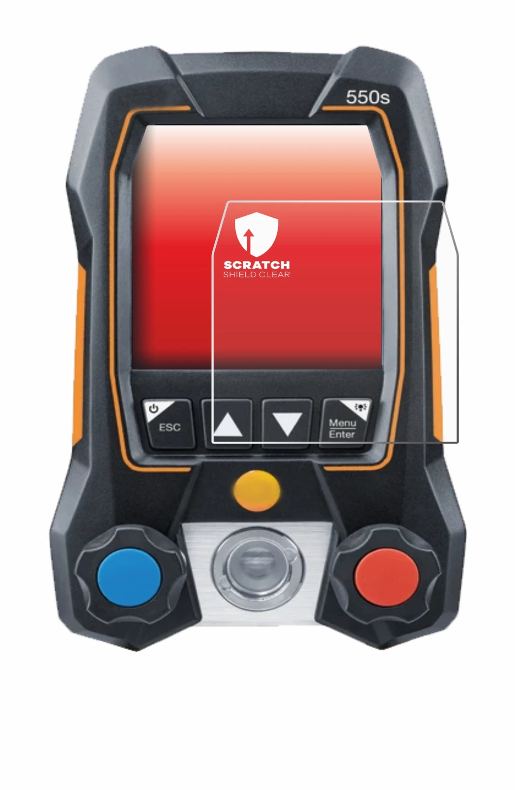 Immagine del dispositivo Testo 550s con un'ampia varietà di protezioni per lo schermo.