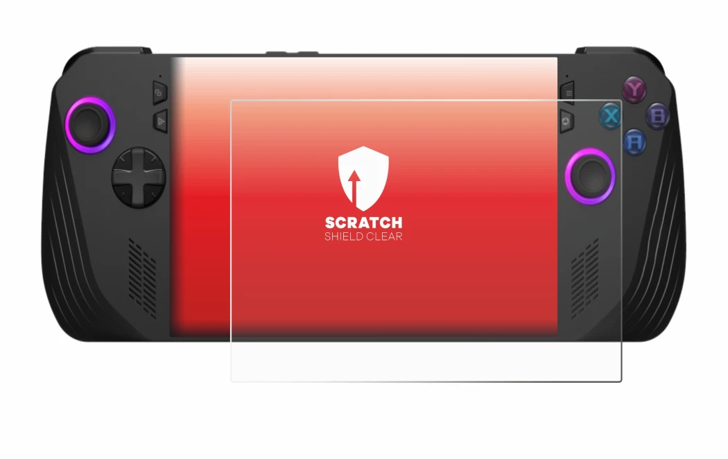 Immagine del dispositivo ASUS ROG Ally X (2024) con un'ampia varietà di protezioni per lo schermo.