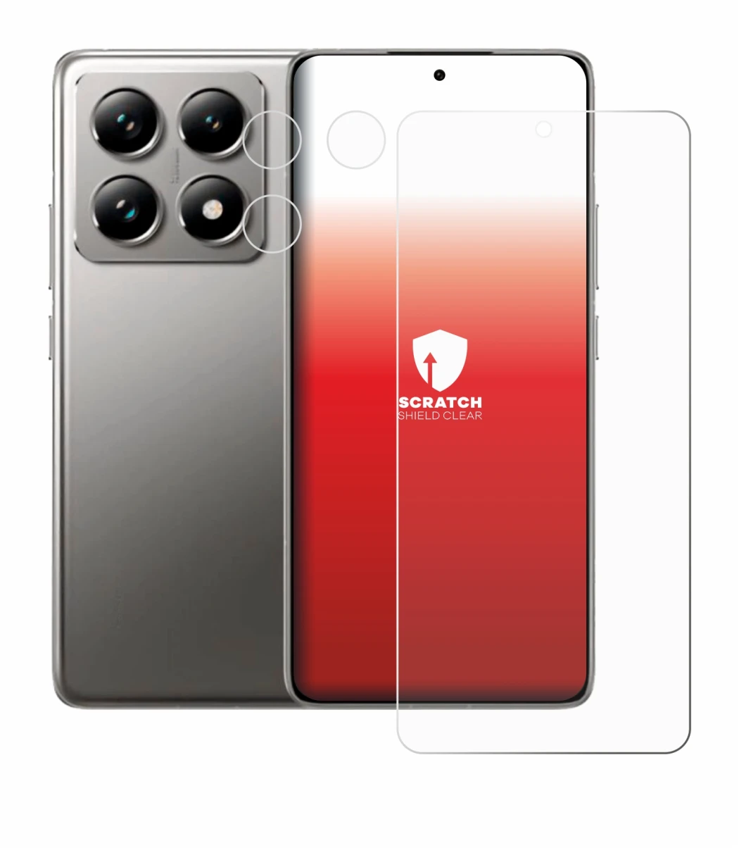 Immagine del dispositivo Xiaomi 14T Pro (Fronte+Fotocamera) con un'ampia varietà di protezioni per lo schermo.