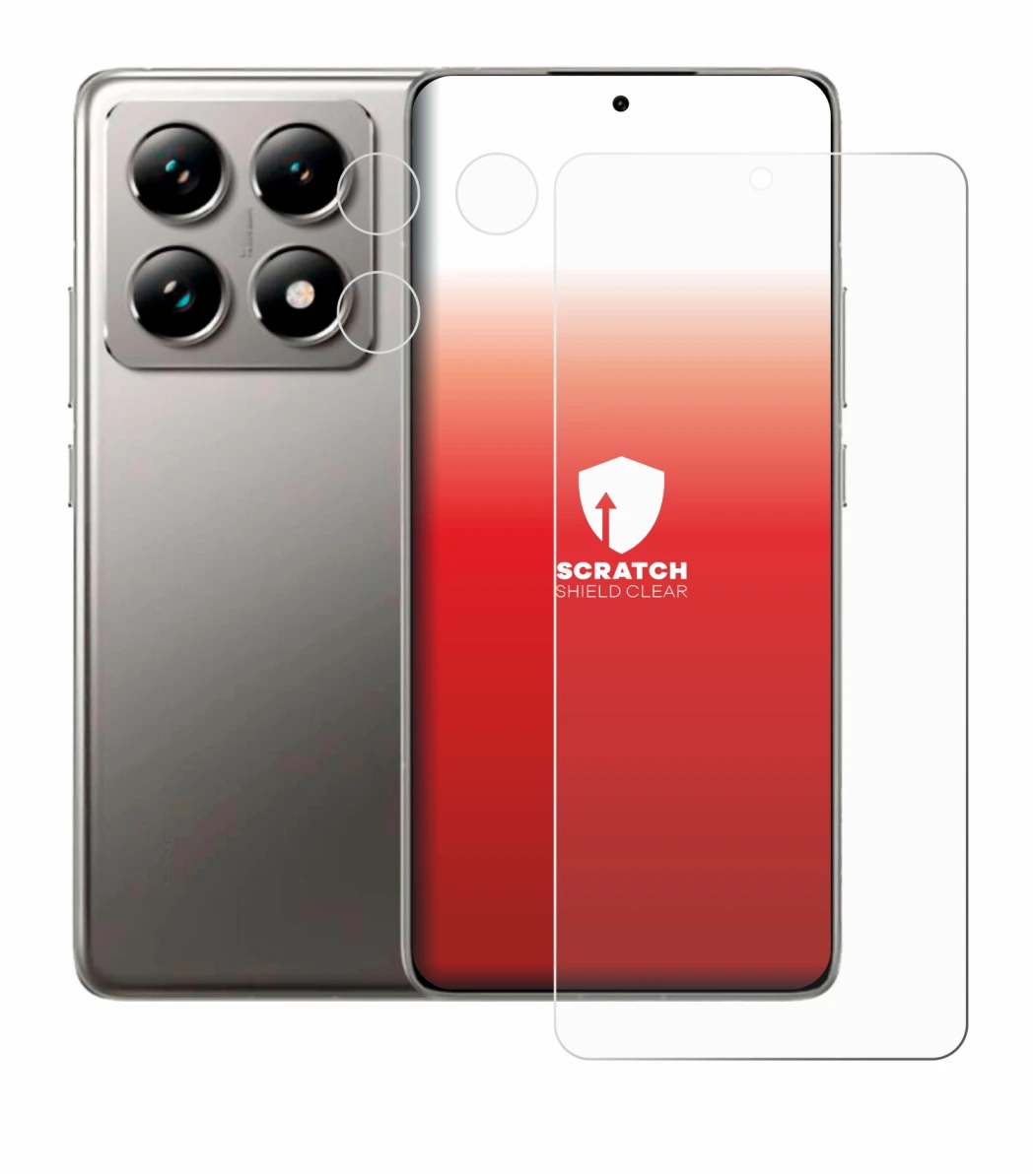 Immagine del dispositivo Xiaomi 14T (Fronte+Fotocamera) con un'ampia varietà di protezioni per lo schermo.