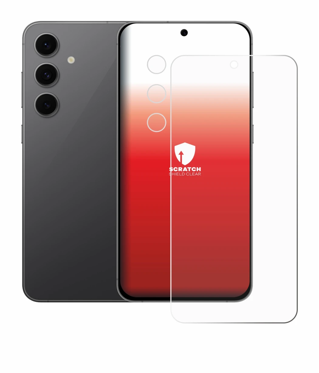 Immagine del dispositivo Samsung Galaxy S24 FE (Fronte+Fotocamera) con un'ampia varietà di protezioni per lo schermo.