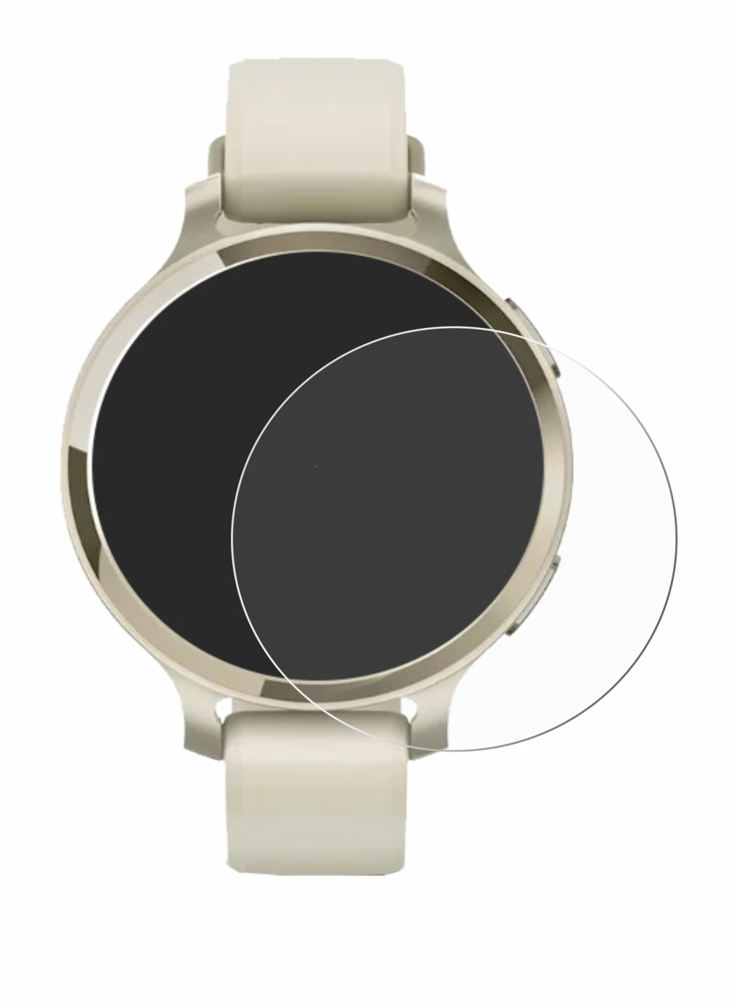 Immagine del dispositivo Garmin Lily 2 Active con un'ampia varietà di protezioni per lo schermo.