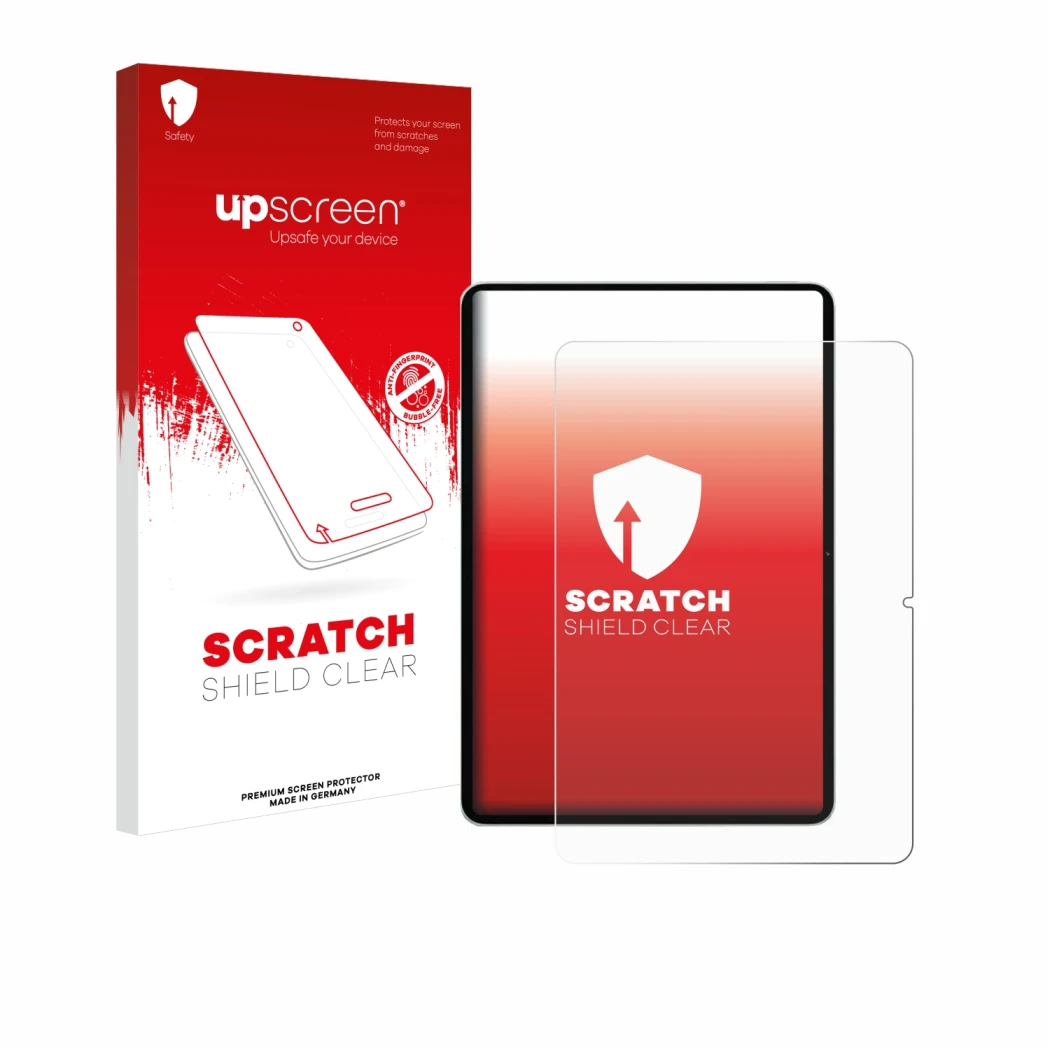 Parte frontale di una confezione del prodotto con il logo del marchio upscreen. Accanto è raffigurato il dispositivo Xiaomi Pa