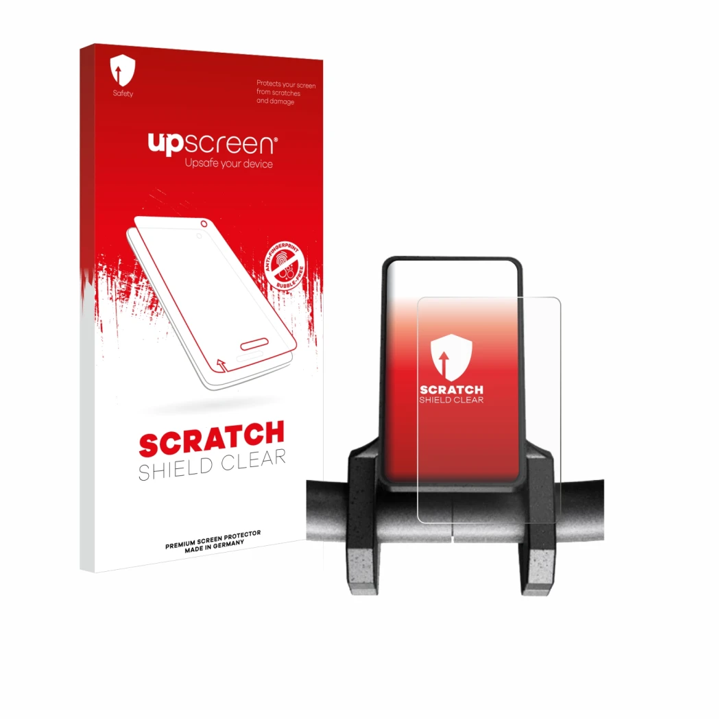 Parte frontale di una confezione del prodotto con il logo del marchio upscreen. Accanto è raffigurato il dispositivo Joyor S5