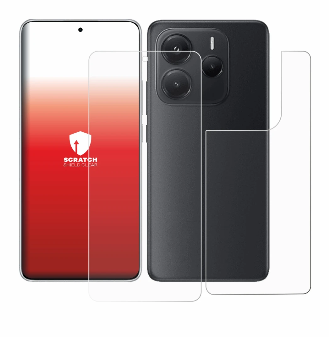 Immagine del dispositivo Xiaomi Redmi Note 14 (Fronte+Retro) con un'ampia varietà di protezioni per lo schermo.