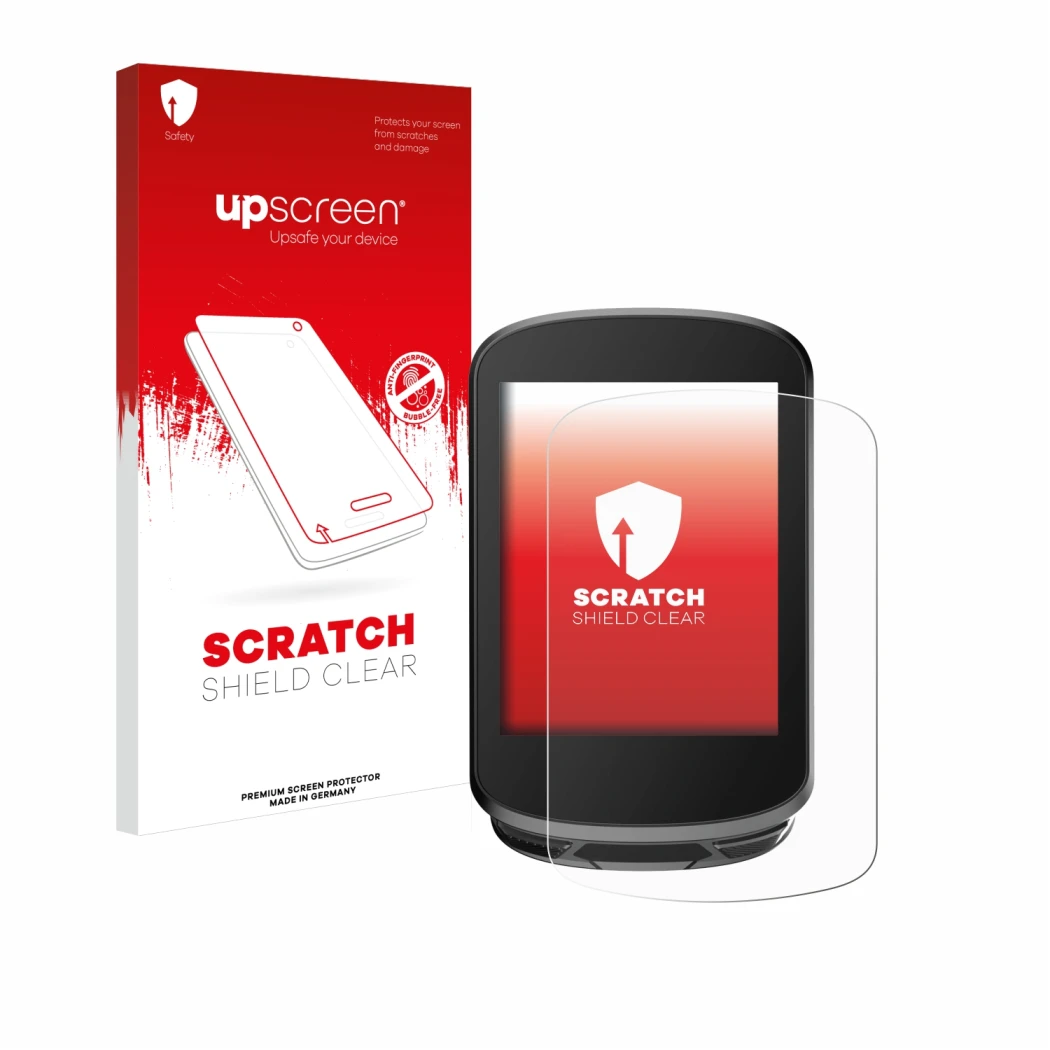 Parte frontale di una confezione del prodotto con il logo del marchio upscreen. Accanto è raffigurato il dispositivo Magene C5