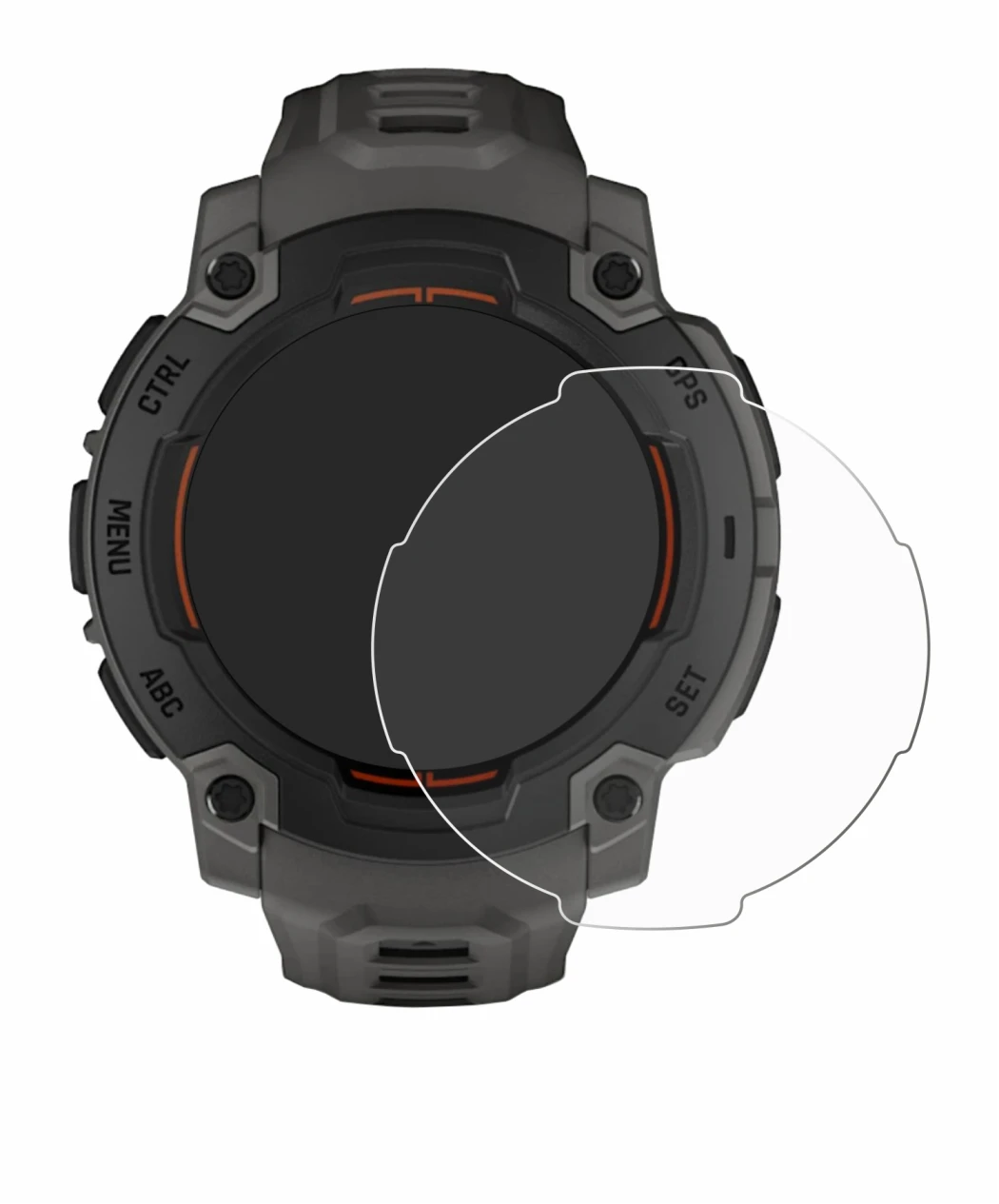 Immagine del dispositivo Garmin Instinct E (45 mm) con un'ampia varietà di protezioni per lo schermo.