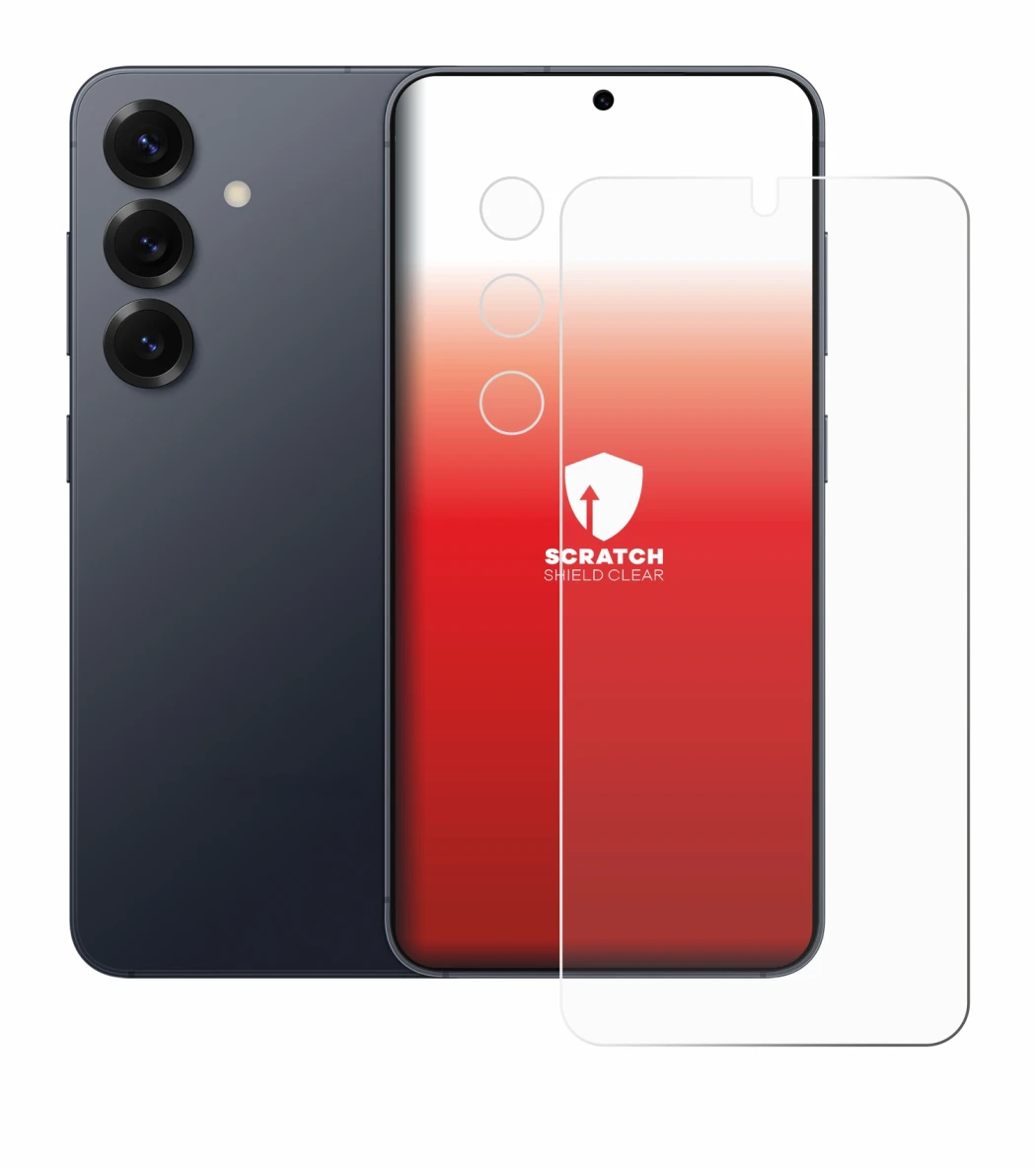 Immagine del dispositivo Samsung Galaxy S25 (Fronte+Fotocamera) con un'ampia varietà di protezioni per lo schermo.