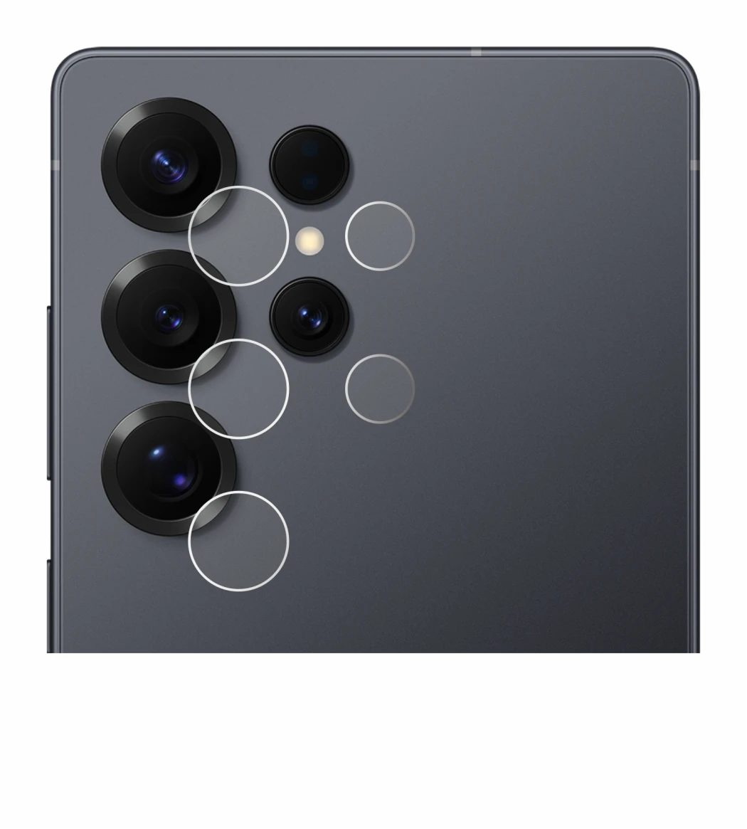 Immagine del dispositivo Samsung Galaxy S25 Ultra (SOLO Fotocamera) con un'ampia varietà di protezioni per lo schermo.