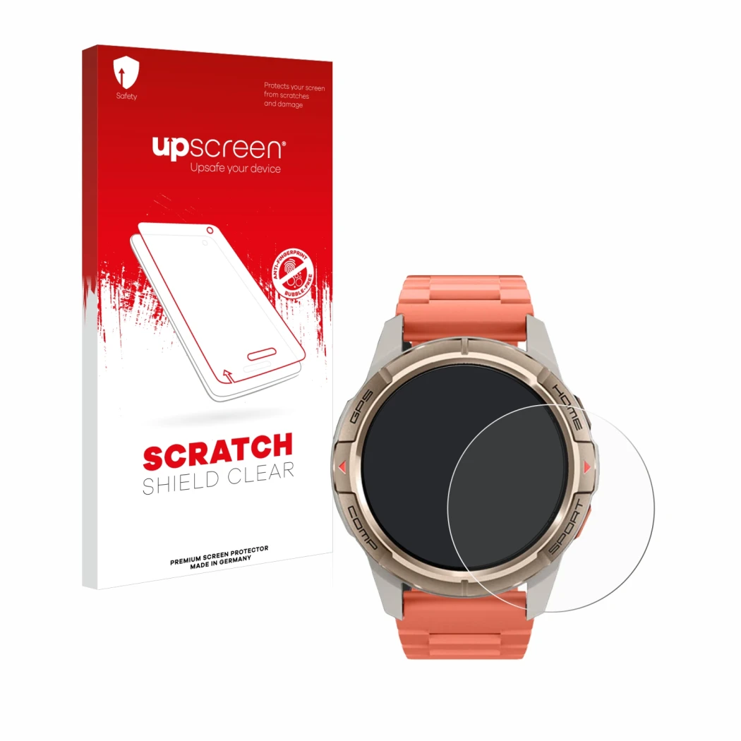 Parte frontale di una confezione del prodotto con il logo del marchio upscreen. Accanto è raffigurato il dispositivo Xiaomi Mi