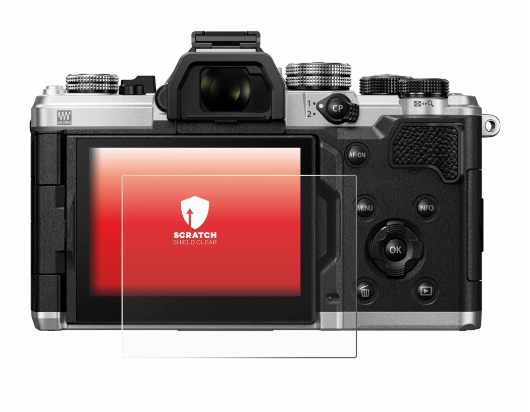 Immagine del dispositivo OM System OM-3 con un'ampia varietà di protezioni per lo schermo.