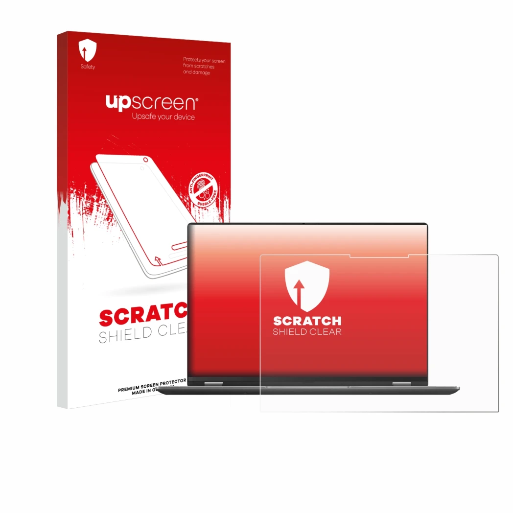 Parte frontale di una confezione del prodotto con il logo del marchio upscreen. Accanto è raffigurato il dispositivo ASUS Vivo