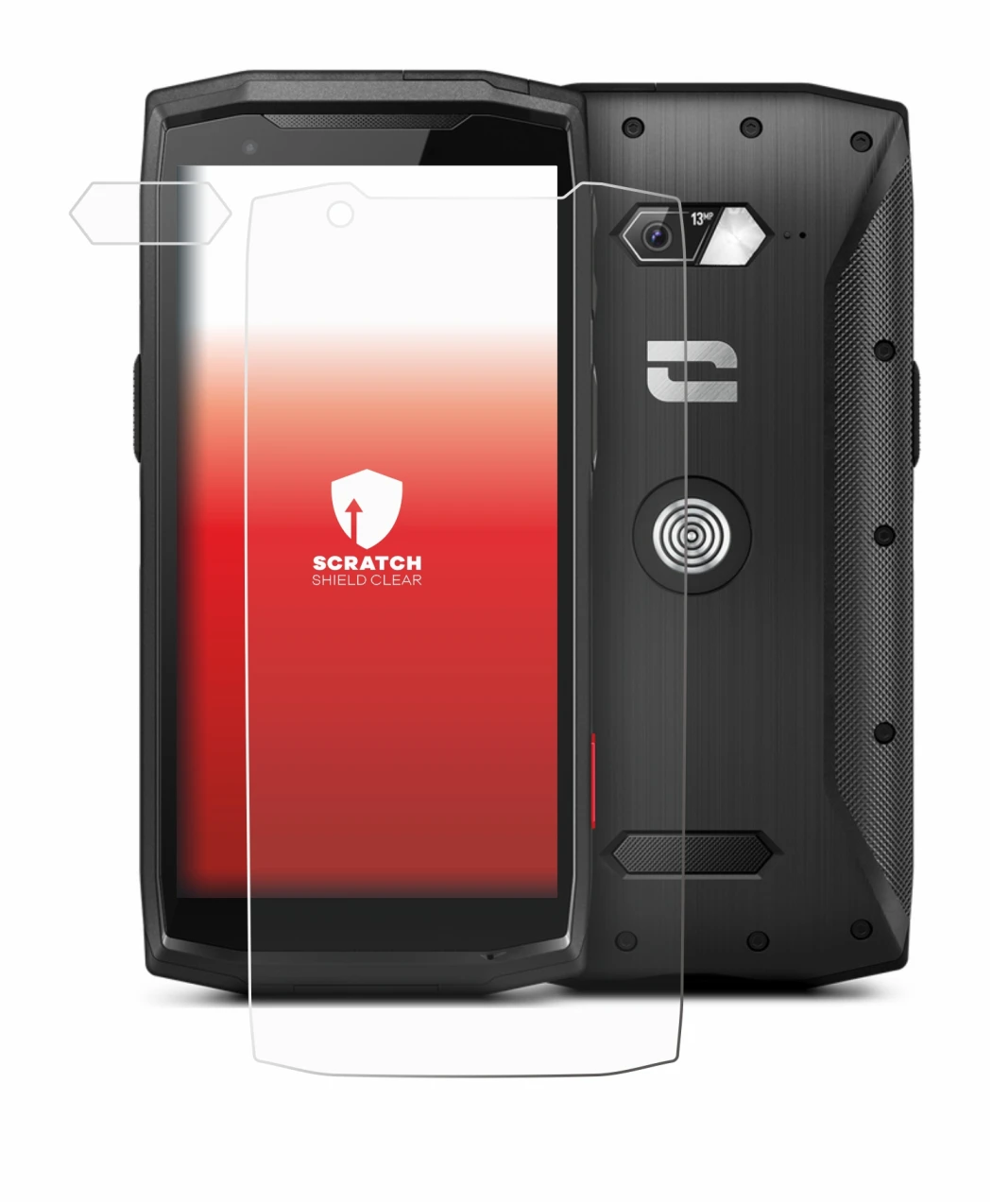 Immagine del dispositivo Crosscall Core-M5 (Fronte+Fotocamera) con un'ampia varietà di protezioni per lo schermo.