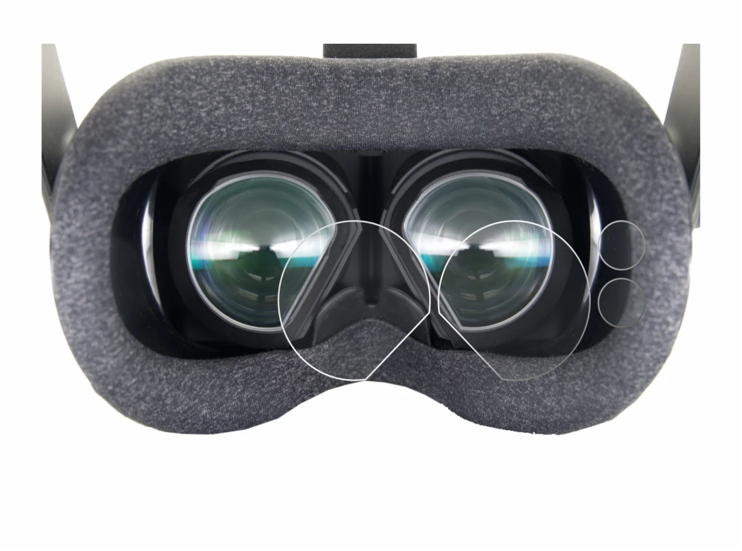 Immagine del dispositivo Valve Index VR-Headset con un'ampia varietà di protezioni per lo schermo.