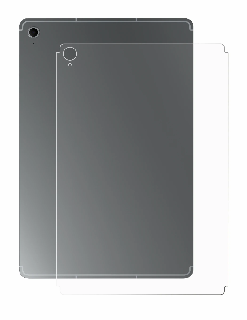 Immagine del dispositivo Samsung Galaxy Tab S10 FE+ (Posteriore) con un'ampia varietà di protezioni per lo schermo.