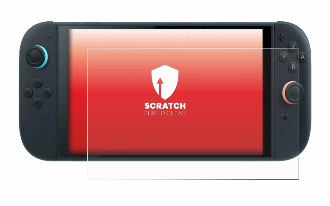 Immagine del dispositivo Nintendo Switch 2 con un'ampia varietà di protezioni per lo schermo.