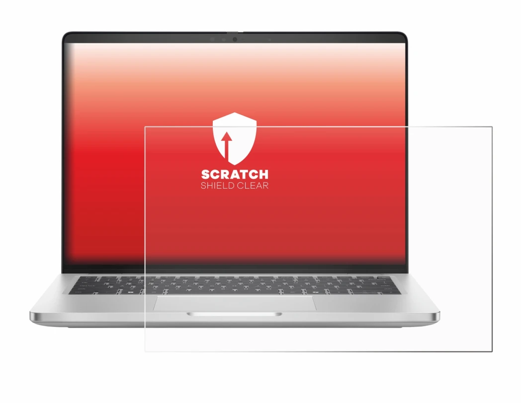 Immagine del dispositivo Dell Pro 14 Plus PB14250 con un'ampia varietà di protezioni per lo schermo.