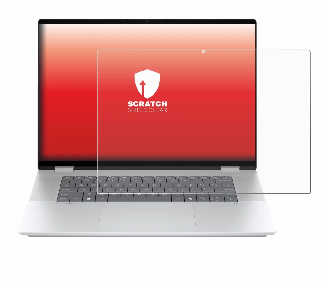 Immagine del dispositivo HP OmniBook X Flip 16-aX con un'ampia varietà di protezioni per lo schermo.