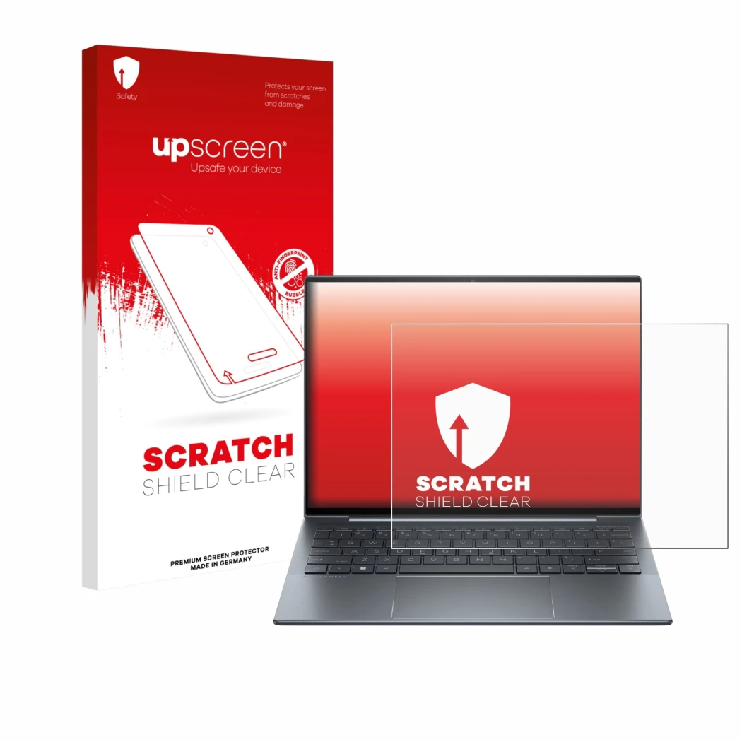 Parte frontale di una confezione del prodotto con il logo del marchio upscreen. Accanto è raffigurato il dispositivo HP Dragon
