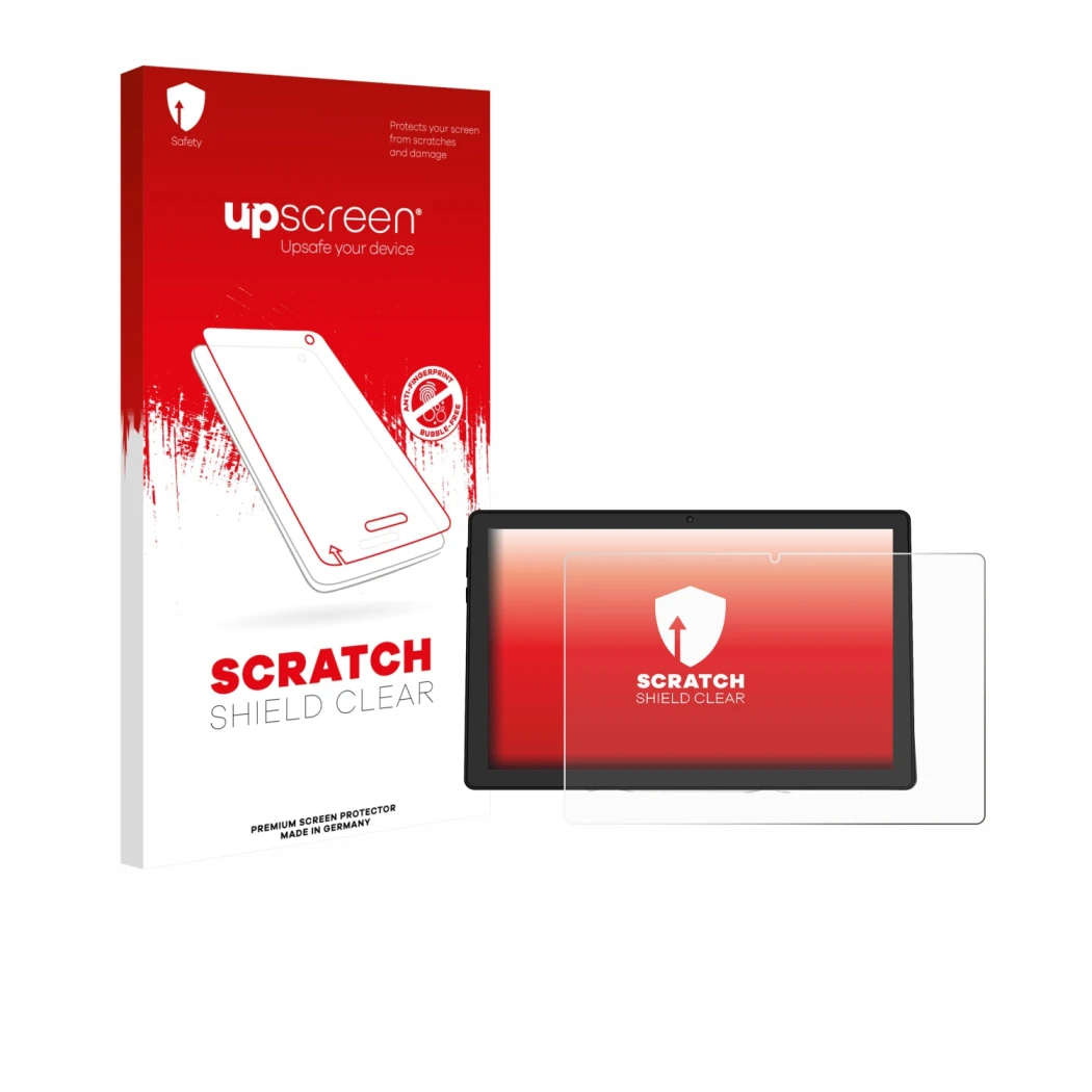 Parte frontale di una confezione del prodotto con il logo del marchio upscreen. Accanto è raffigurato il dispositivo Whitedeer