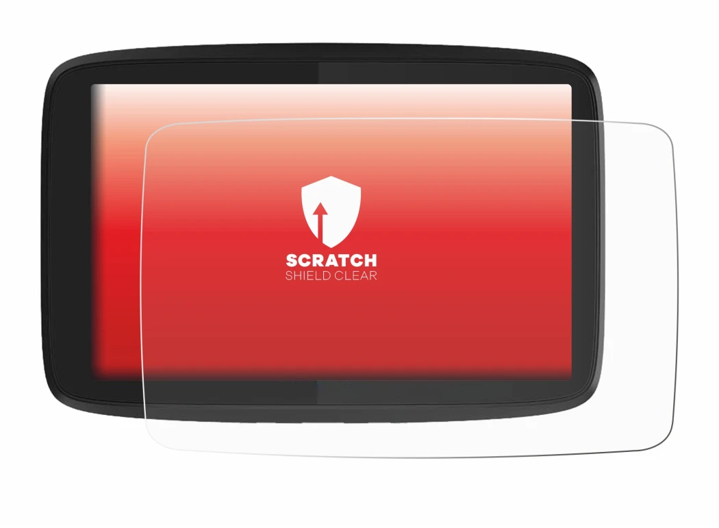 Immagine del dispositivo TomTom GO Camper Tour con un'ampia varietà di protezioni per lo schermo.