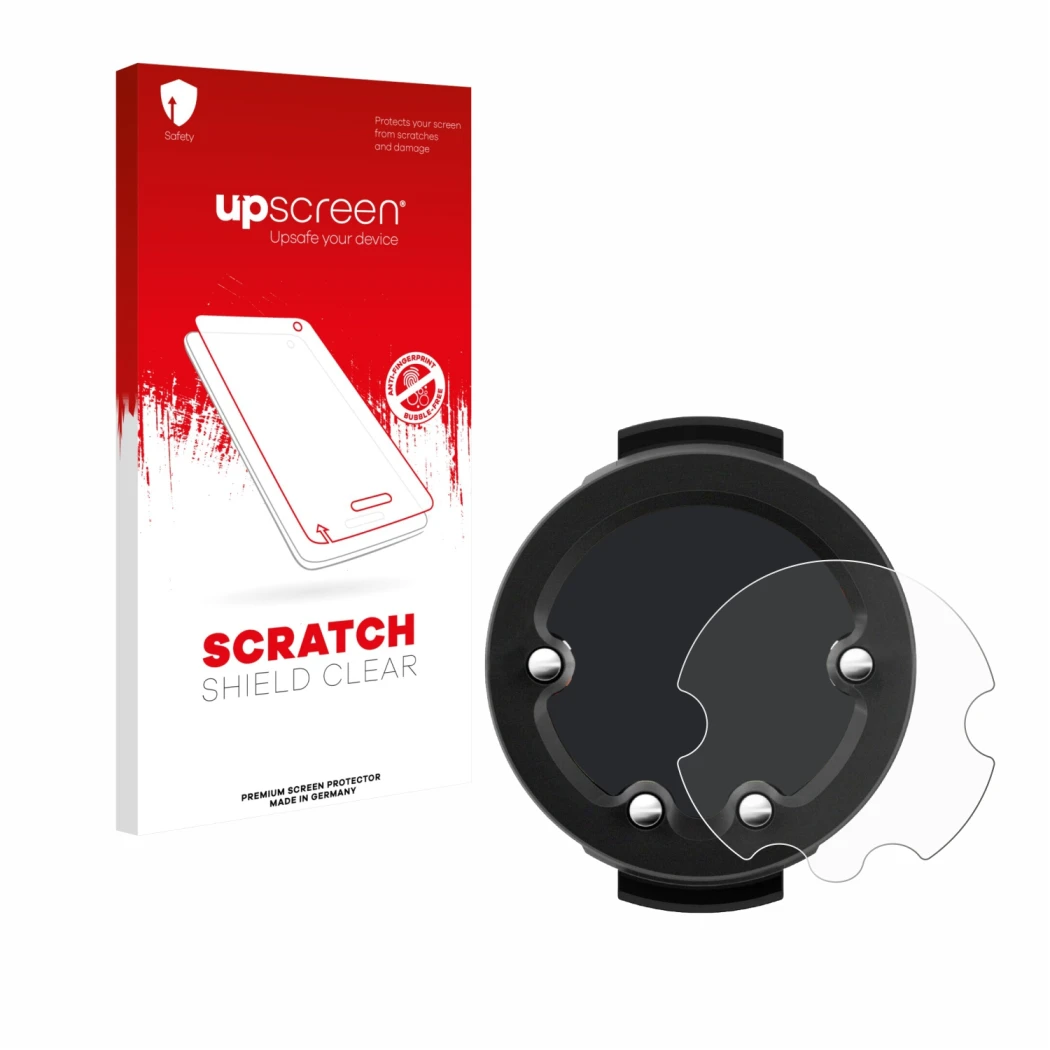Parte frontale di una confezione del prodotto con il logo del marchio upscreen. Accanto è raffigurato il dispositivo Suunto Zo