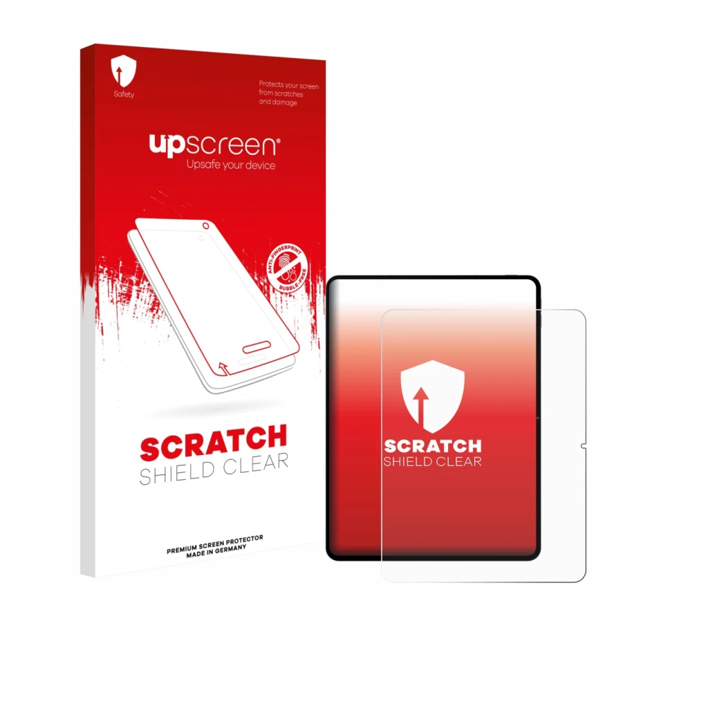 Parte frontale di una confezione del prodotto con il logo del marchio upscreen. Accanto è raffigurato il dispositivo Teclast A