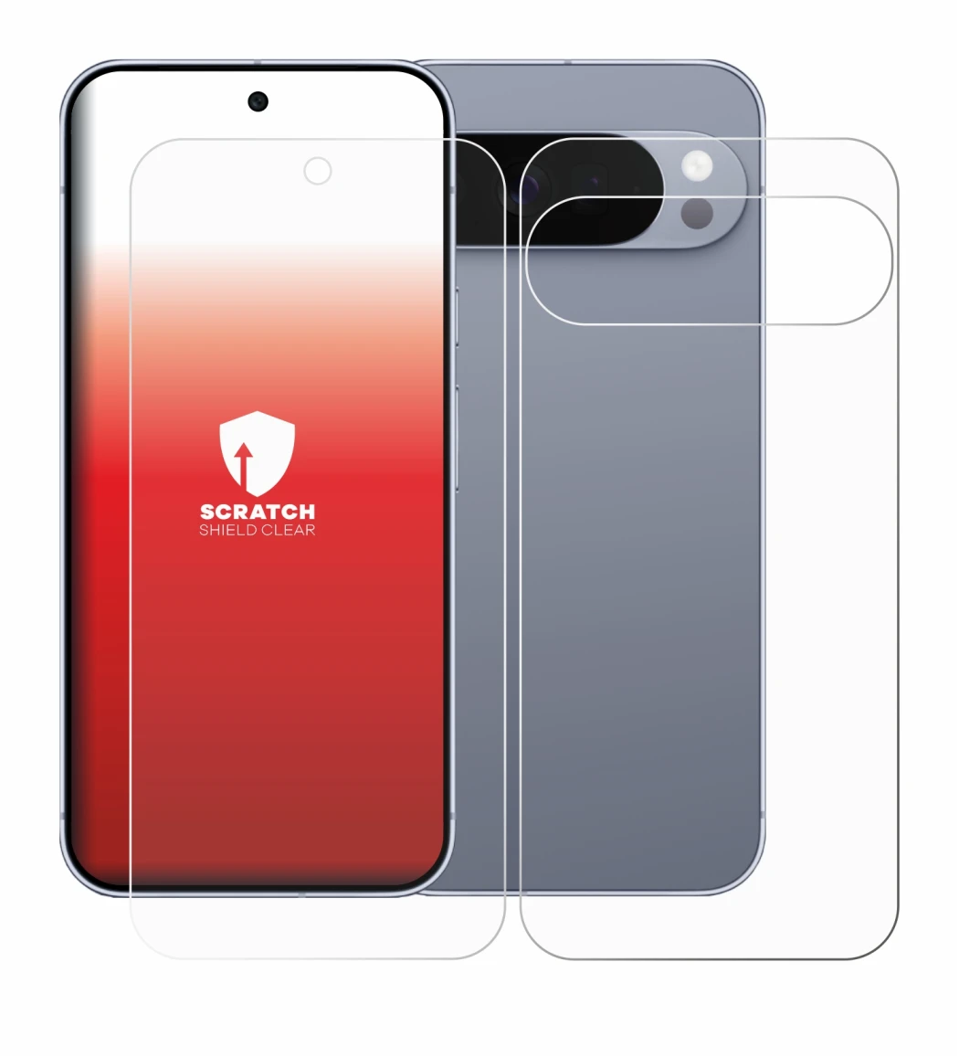 Immagine del dispositivo Google Pixel 10 Pro XL (Fronte+Retro) con un'ampia varietà di protezioni per lo schermo.