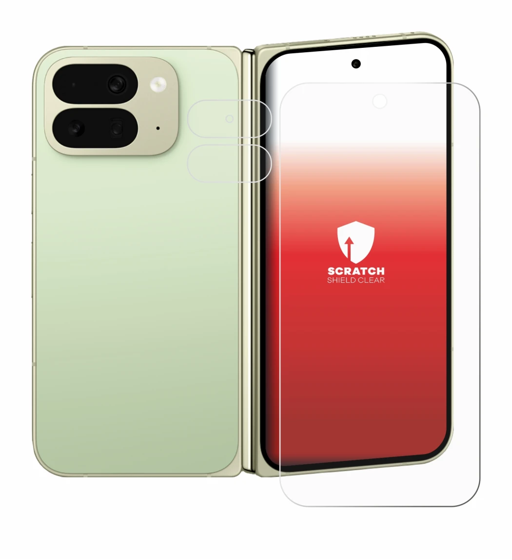 Immagine del dispositivo Google Pixel 10 Pro Fold (Fronte+Fotocamera) con un'ampia varietà di protezioni per lo schermo.