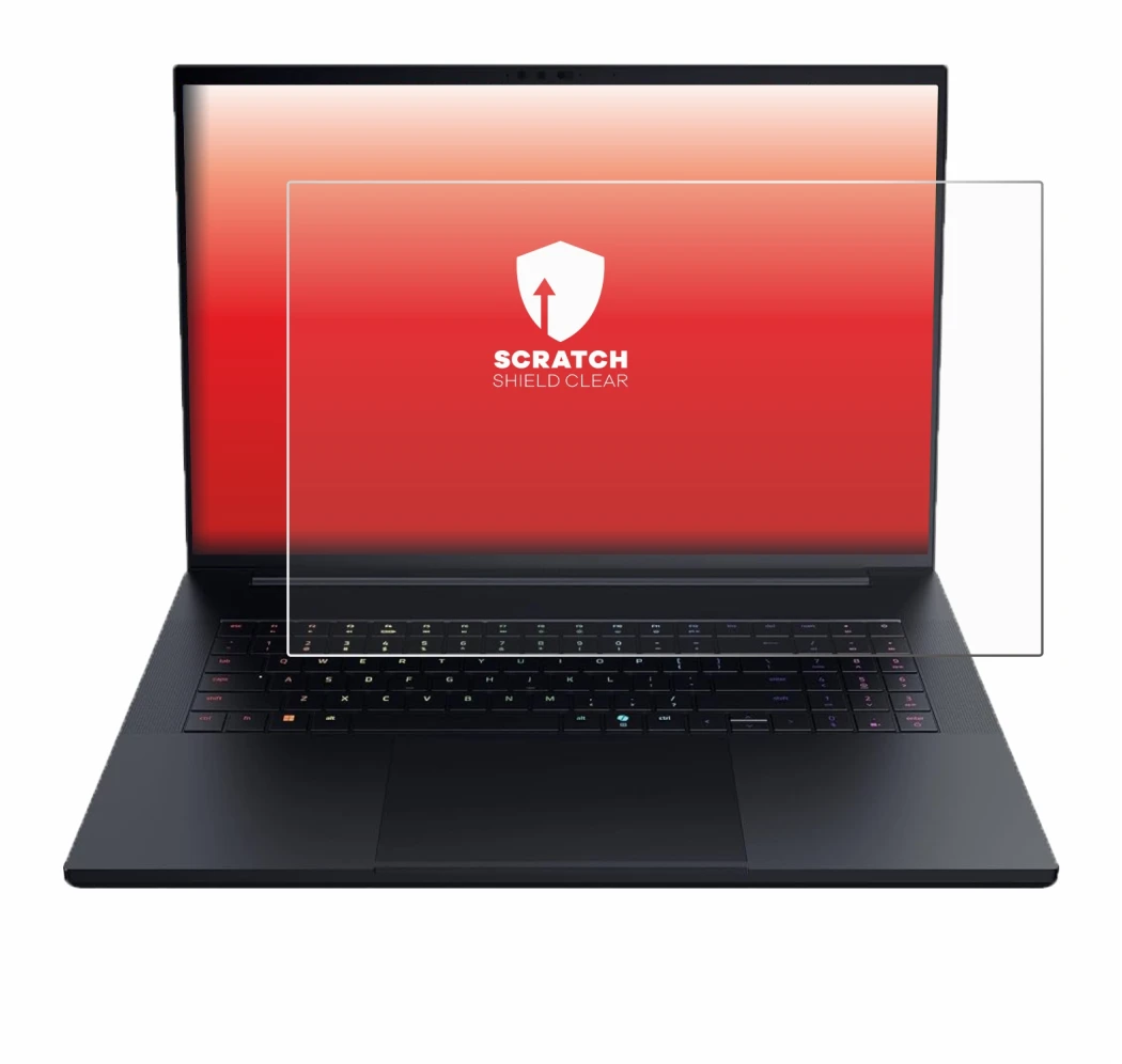 Immagine del dispositivo Razer Blade 18 2025 con un'ampia varietà di protezioni per lo schermo.
